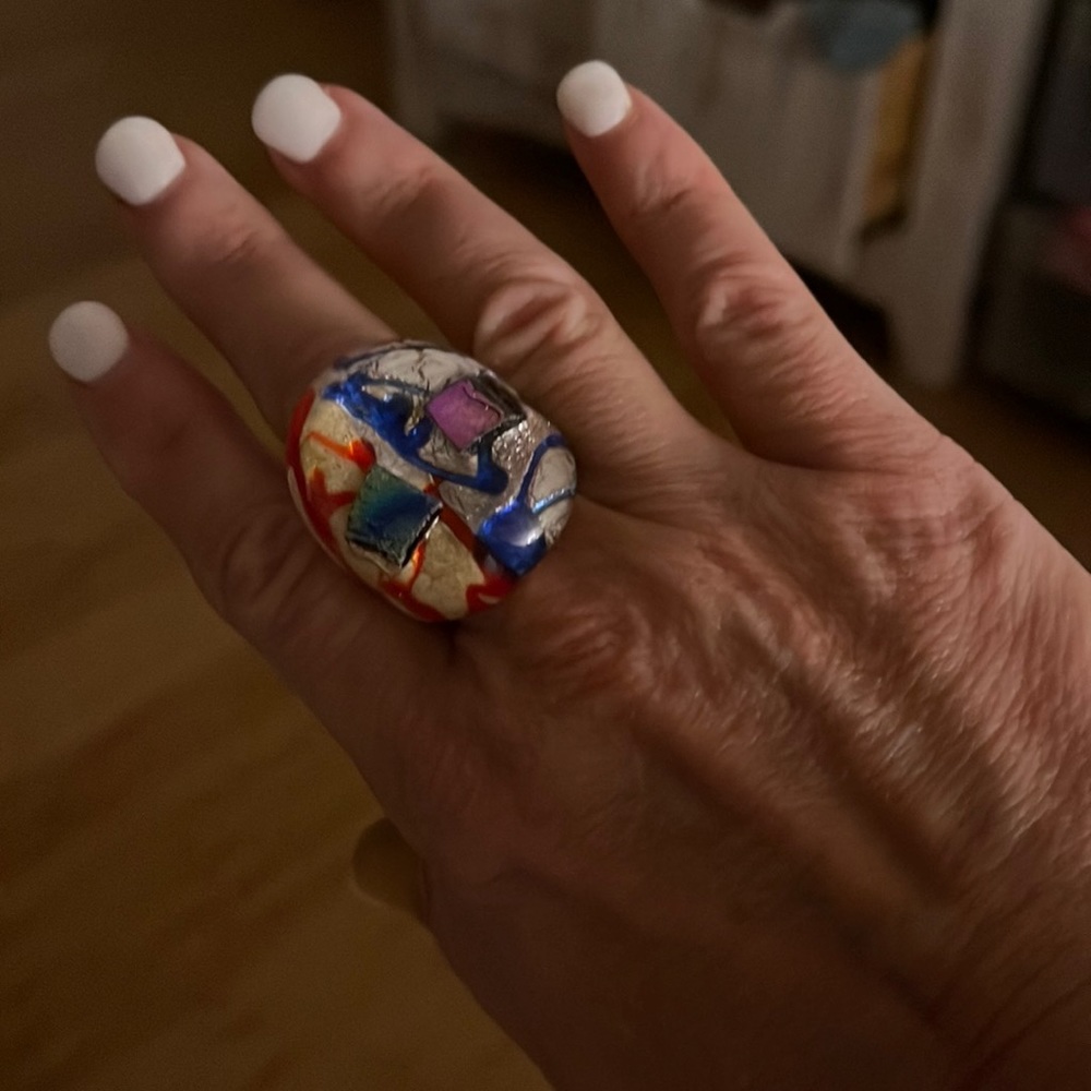 Gorgeous Italian Murano Glass Ring from Venice Italy.